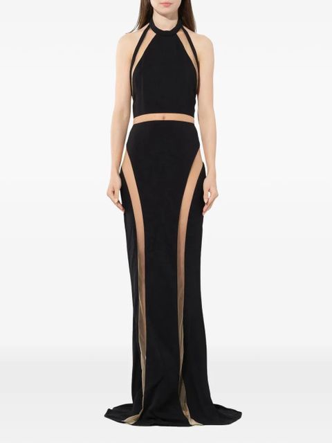 Balmain sheer panel evening gown - Black - zdjęcie produktu nr 2