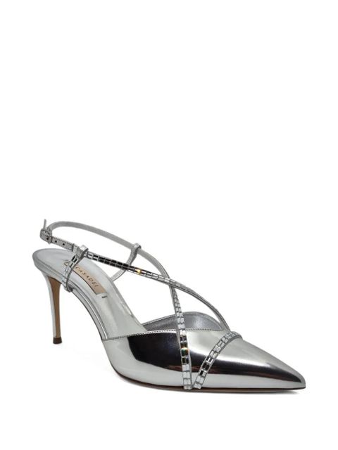 Casadei crystal-embellished slingback pumps - Silver - zdjęcie produktu nr 2