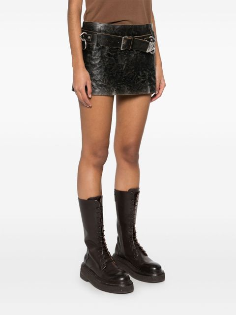 Prada leather mini skirt - Black - zdjęcie produktu nr 2