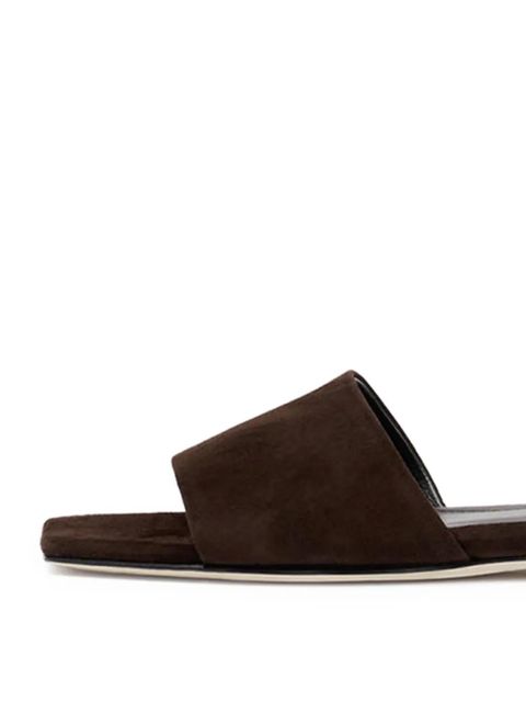 Aeyde Anna slip-on square-toe slides - Brown