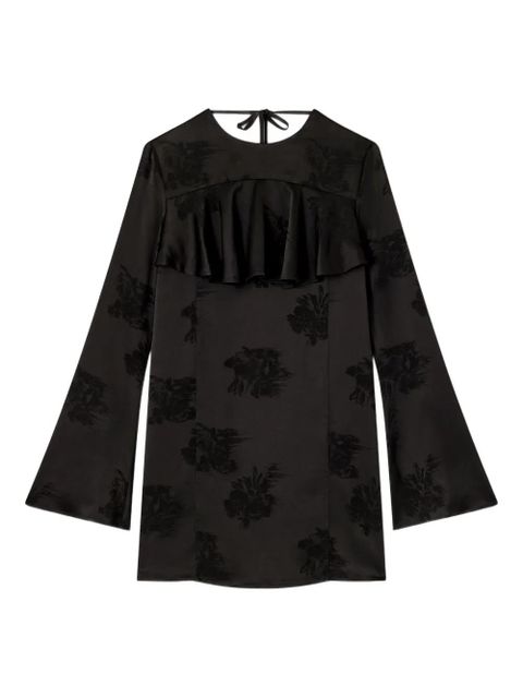 GANNI floral-print ruffled mini dress - Black - zdjęcie produktu nr 1