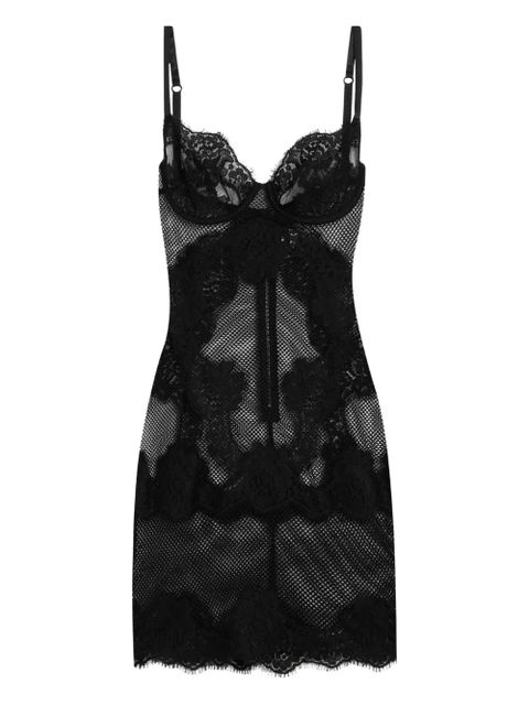 Dolce & Gabbana lace-panelled mesh mini dress - Black - zdjęcie produktu nr 1