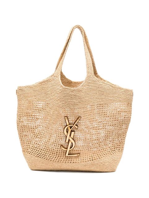 Saint Laurent Icare Cassandre raffia tote bag - Neutrals - zdjęcie produktu nr 1