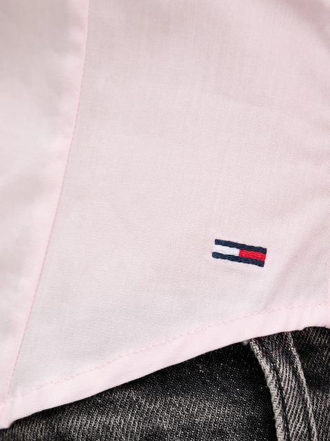 Tommy Jeans koszula damska kolor różowy slim z kołnierzykiem klasycznym DW0DW22604