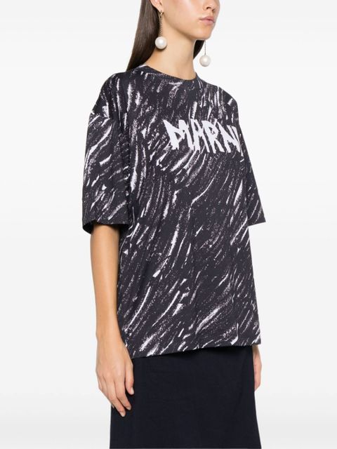 Marni Scribble logo jersey T-shirt - Black