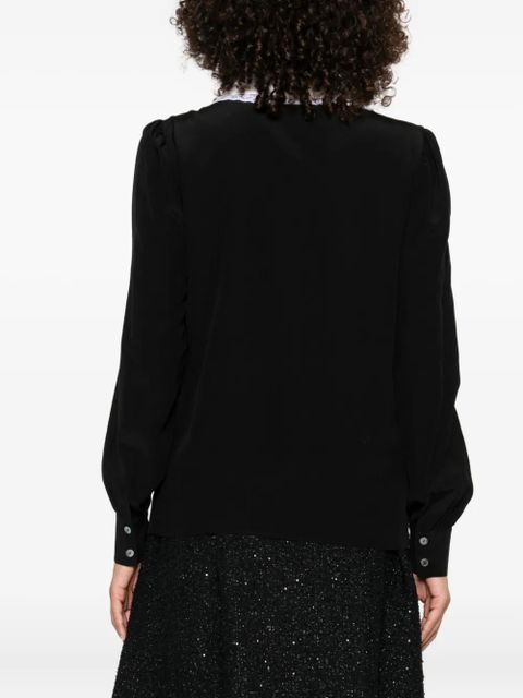 Alessandra Rich lace-trimmed collar blouse - Black