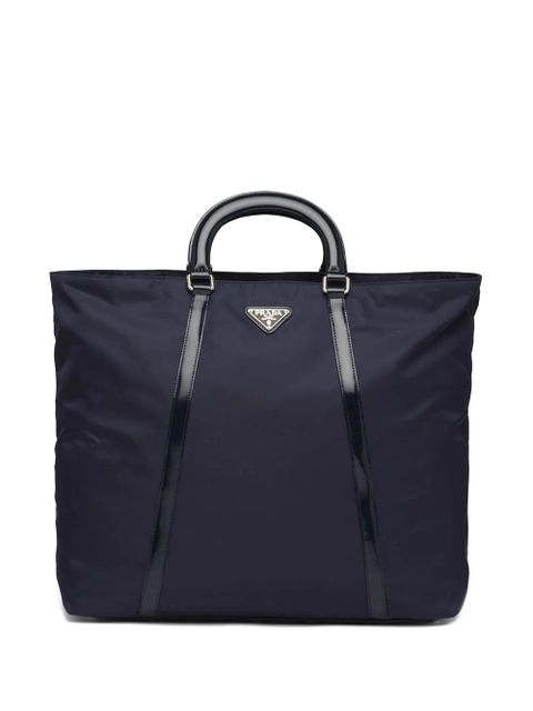 Prada logo plaque tote bag - Blue - zdjęcie produktu nr 1