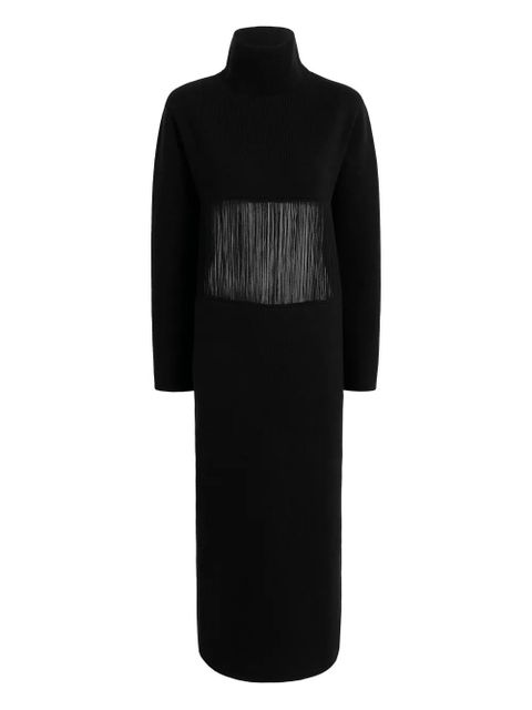 KHAITE fringed turtleneck midi dress - Black - zdjęcie produktu nr 1