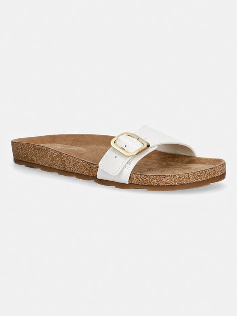 Tommy Hilfiger klapki damskie skórzane TH CLASSIC CORK SANDAL PEARL LTH - zdjęcie produktu nr 1
