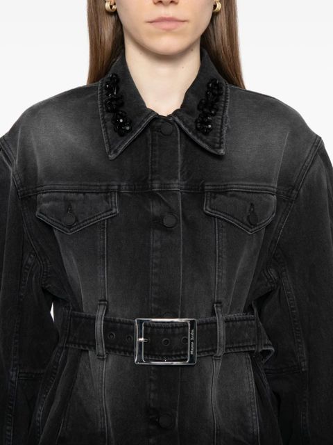 Simone Rocha embellished sculpted denim jacket - Black