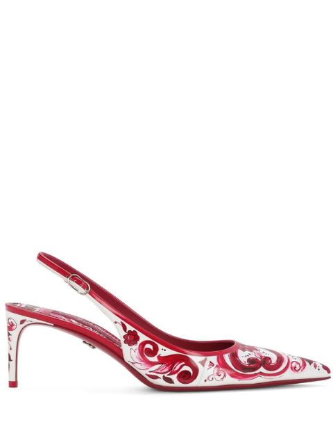 Dolce & Gabbana Majolica-print slingback pumps - Pink - zdjęcie produktu nr 1