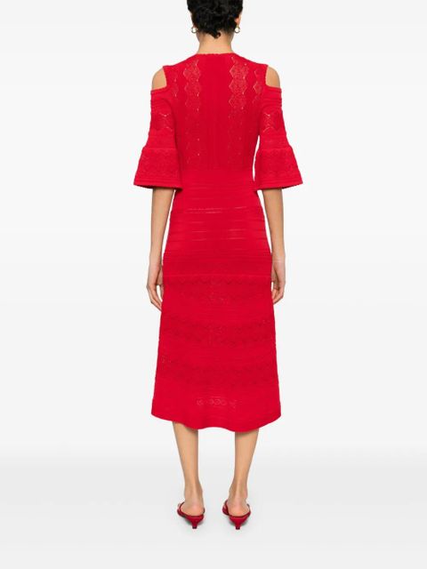 TWINSET punched-knit midi dress - Red