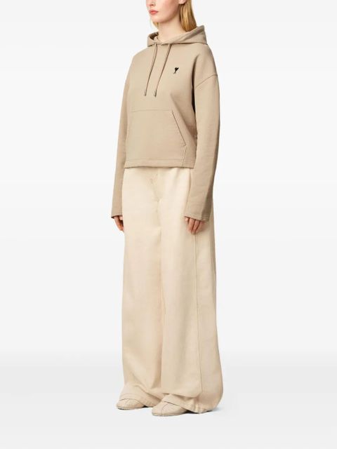 AMI Paris Ami De Coeur contrasted cotton hoodie - Neutrals - zdjęcie produktu nr 2