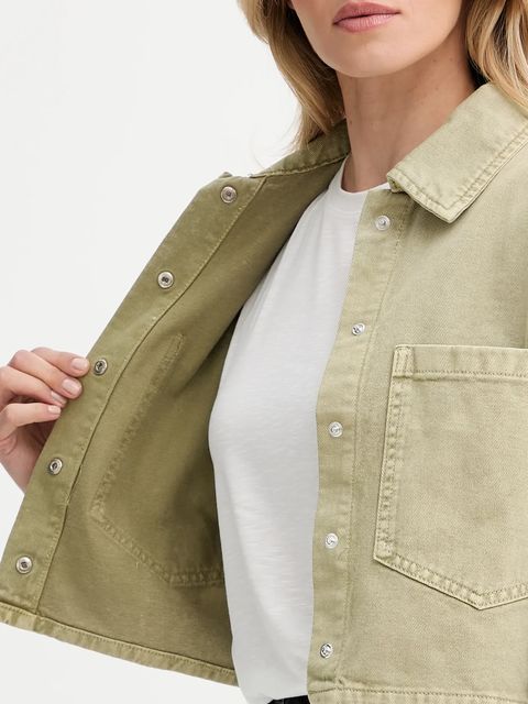 Answear.LAB kurtka jeansowa kolor zielony przejściowa oversize