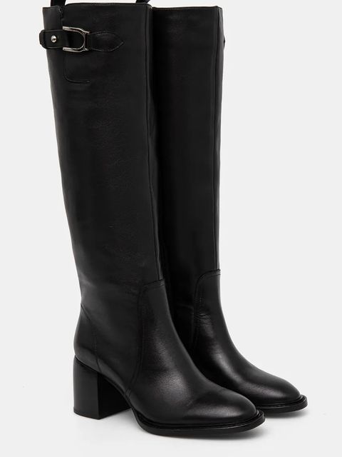 Answear.LAB kozaki skórzane damskie kolor czarny na słupku