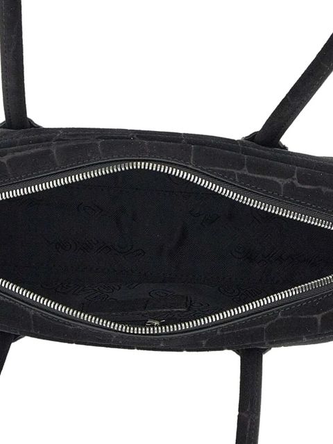 Marge Sherwood Soft Boston croc-effect suede shoulder bag - Black