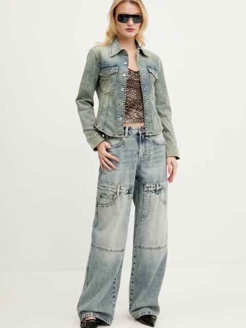 Miss Sixty koszula damska kolor niebieski slim z kołnierzykiem klasycznym 6S1XJ49600