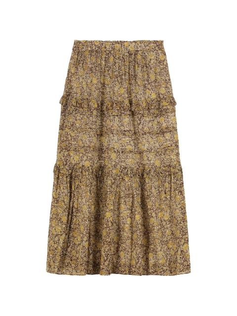 MARANT ÉTOILE ruffled floral-print skirt - Brown - zdjęcie produktu nr 1