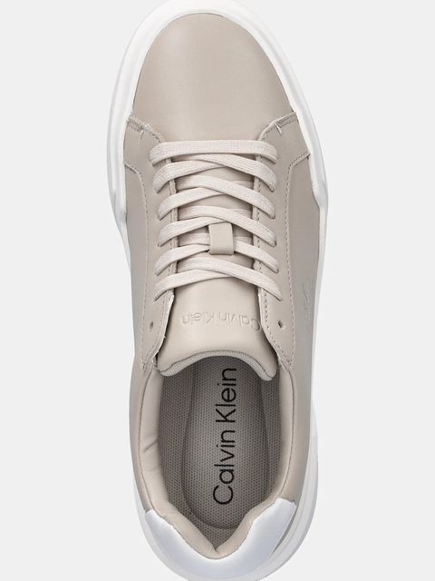Calvin Klein sneakersy skórzane CHUNKY CUPSOLE LACEUP LTH kolor beżowy YW0YW01947