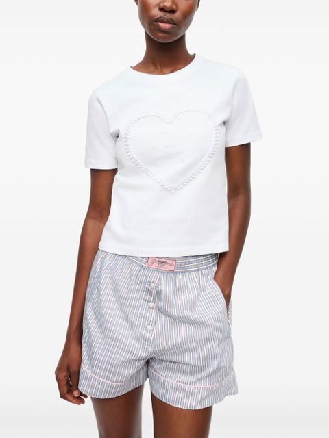 GANNI heart-appliqué T-shirt - White
