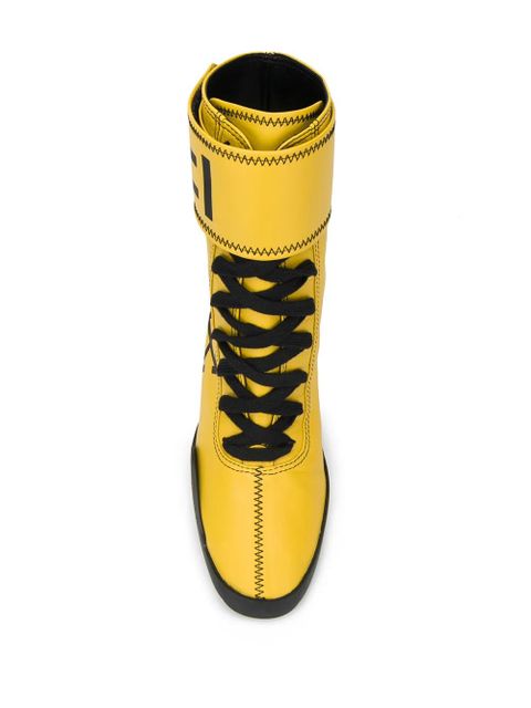 Off-White lace-up leather boots - Yellow