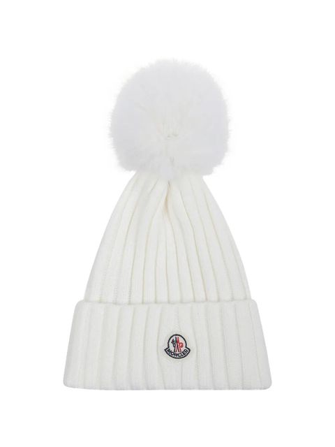 Moncler pompom knitted beanie hat - White - zdjęcie produktu nr 1