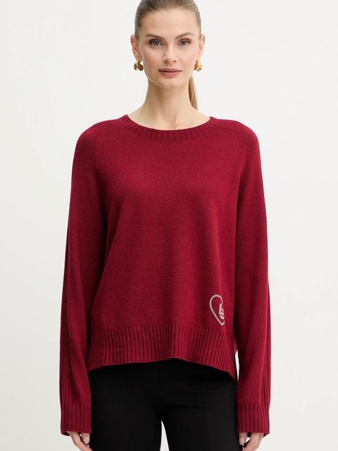 Liu Jo sweter z dodatkiem wełny damski kolor bordowy MF5444 MS76L - zdjęcie produktu nr 1