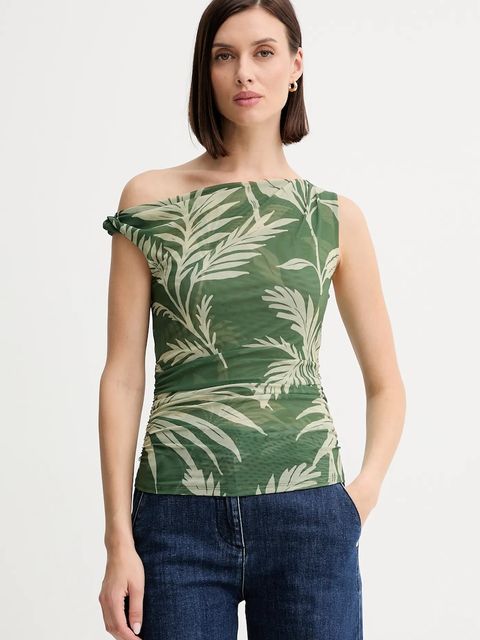 Guess bluzka MIRIN damska kolor zielony wzorzysta W5YP30 KBAH2 - zdjęcie produktu nr 1