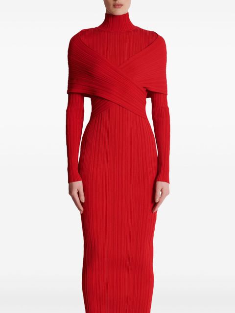 Balmain pleated knit dress - Red