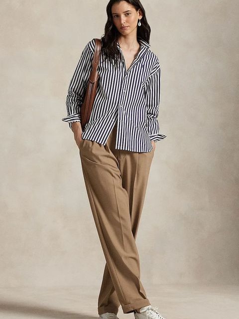 Polo Ralph Lauren koszula bawełniana damska kolor granatowy relaxed z kołnierzykiem klasycznym 211910743