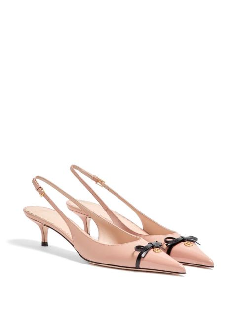 Valentino Garavani Bepointy slingback pumps in patent leather and kidskin 45mm - Neutrals - zdjęcie produktu nr 2