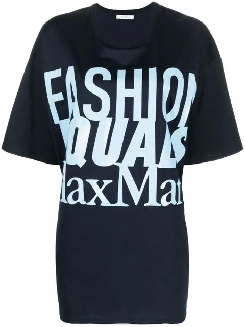 Max Mara logo-print cotton T-shirt - Blue - zdjęcie produktu nr 1
