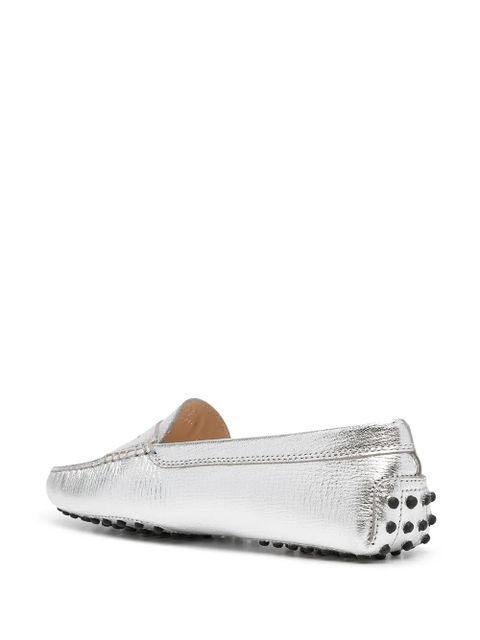 Tod's metallic-finish round-toe loafers - Silver