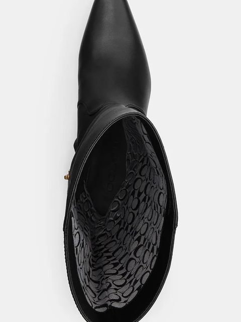 Coach kozaki skórzane Sculpted C Kitten Heel Leather Boot kolor czarny na szpilce CBP30