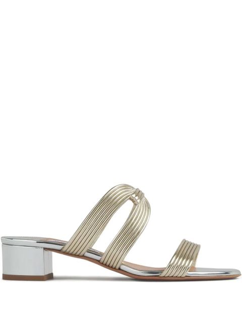 Aquazzura ribbed-strap metallic sandals - Gold - zdjęcie produktu nr 1