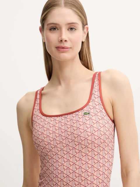 Lacoste jednoczęściowy strój kąpielowy kolor pomarańczowy miękka miseczka MF9608