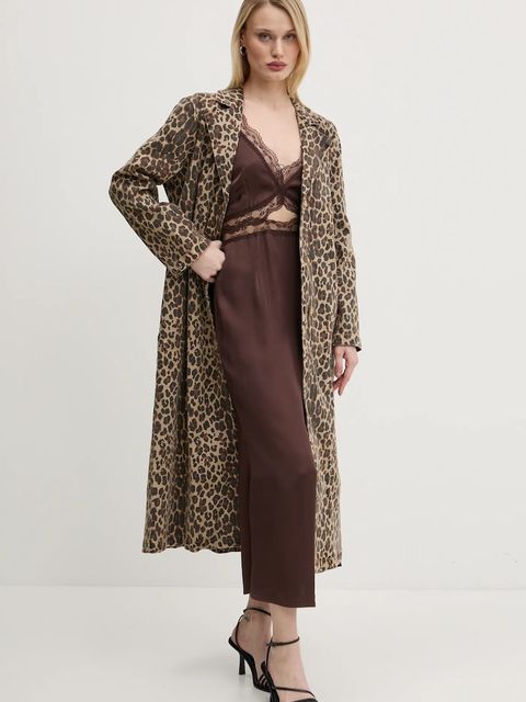 Never Fully Dressed płaszcz Lucia damski kolor brązowy przejściowy NFDOU403