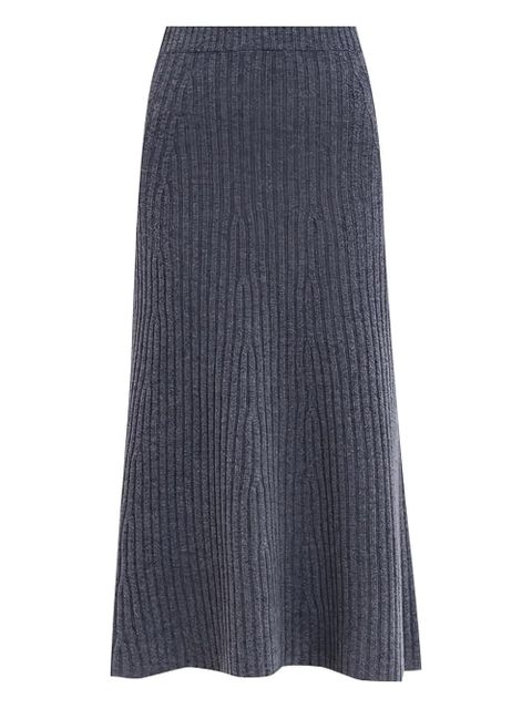 TWINSET ribbed flared midi skirt - Grey - zdjęcie produktu nr 1