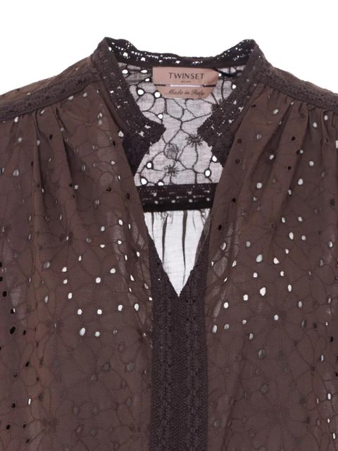 TWINSET embroidered cotton blouse - Brown