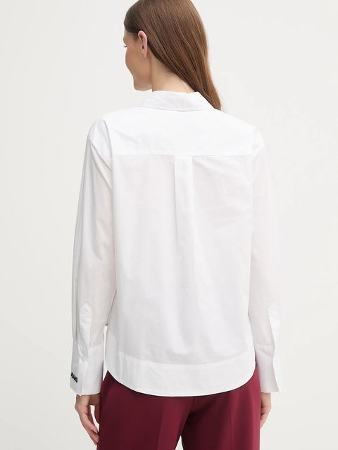 Dkny koszula bawełniana damska kolor biały relaxed z kołnierzykiem klasycznym DJ5W2108 - zdjęcie produktu nr 2