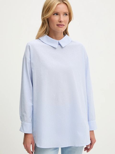 Answear.LAB koszula lniana damska kolor niebieski relaxed z kołnierzykiem klasycznym - zdjęcie produktu nr 1