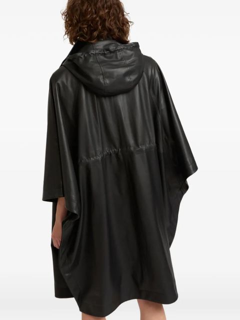 Yves Salomon hooded waterproof leather cape - Black