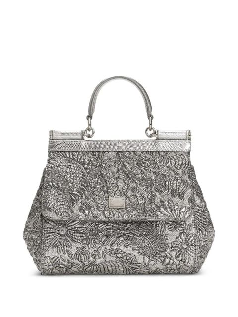 Dolce & Gabbana medium Sicily brocade tote bag - Silver - zdjęcie produktu nr 1