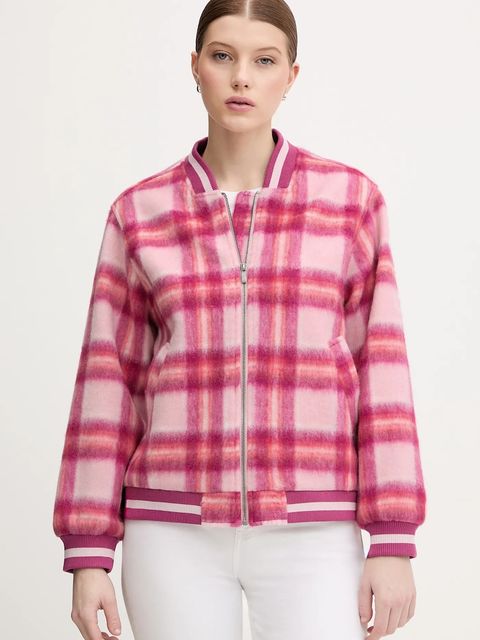 United Colors of Benetton kurtka bomber z dodatkiem wełny kolor różowy przejściowa 20G9DN08S - zdjęcie produktu nr 1