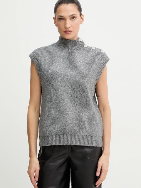 Morgan kamizelka z domieszką wełny damski kolor szary z półgolfem MSARA - zdjęcie produktu nr 1