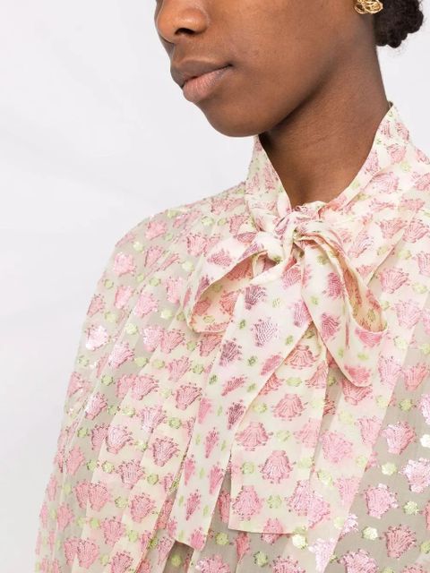 Golden Goose pussy-bow collar jacquard blouse - Neutrals