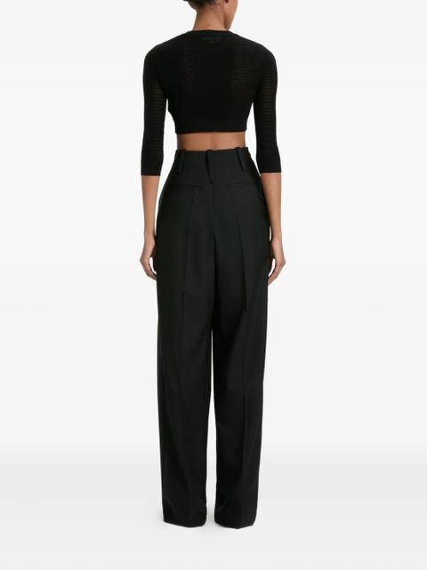 Victoria Beckham three-quarter sleeve cropped cardigan - Black