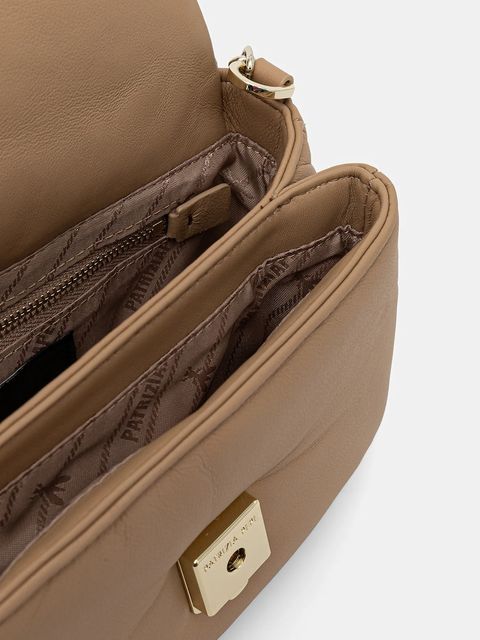 Patrizia Pepe torebka skórzana kolor beżowy 8B0219 L113