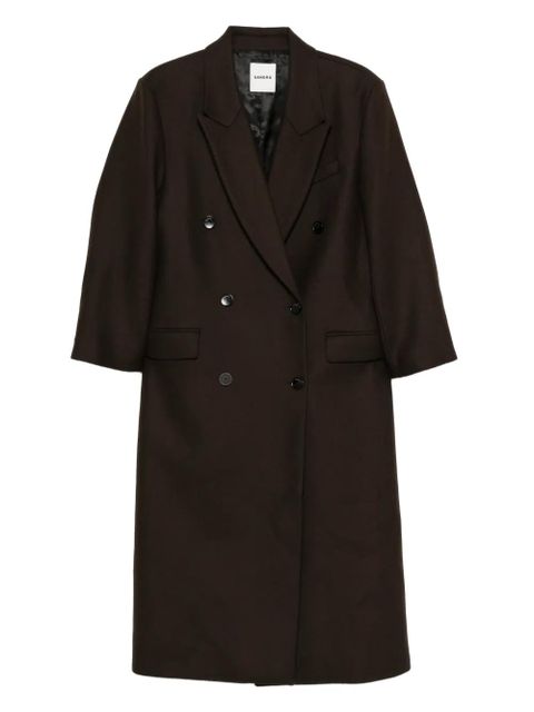 SANDRO buttoned double-breasted coat - Brown - zdjęcie produktu nr 1
