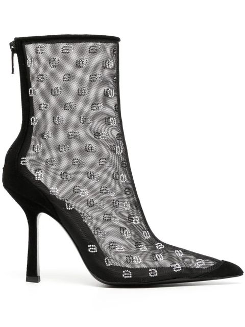 Alexander Wang crystal-logo mesh boots - Black - zdjęcie produktu nr 1